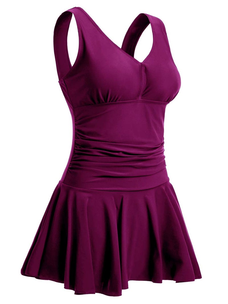 MiYang Women's Plus-Size Shaping One Piece Swim Dresses Swimsuit Fuchsia X-Large (US 16-18) - Image 1